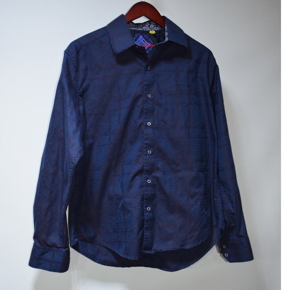 Robert Graham Navy Pattern Dress Shirt – Size L